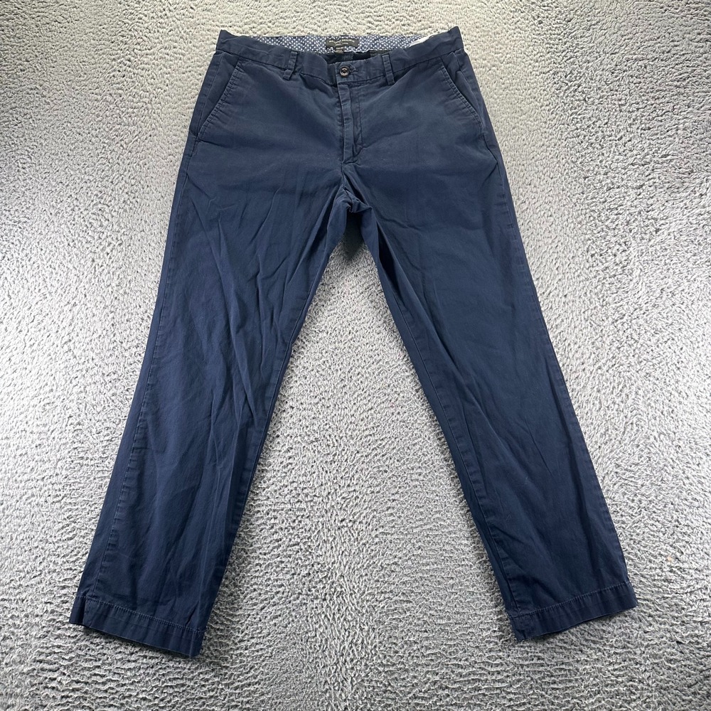 Banana Republic Aiden Pant Men 33x28 Blue Cotton Chino Straight Business Stretch